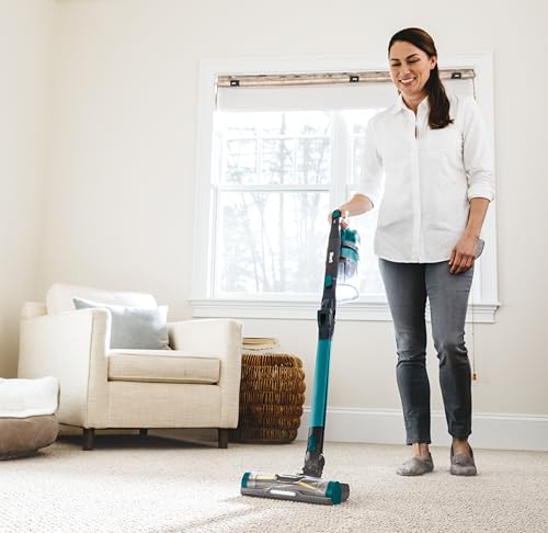 Shark Cordless Stick Vacuum Cleaner with Anti Hair Wrap, Up to 40 mins run-time,Transforms into Handheld Vacuum Cleaner with Duster-Crevice Tool & Upholstery Tool, Peacock Blue IZ102ME