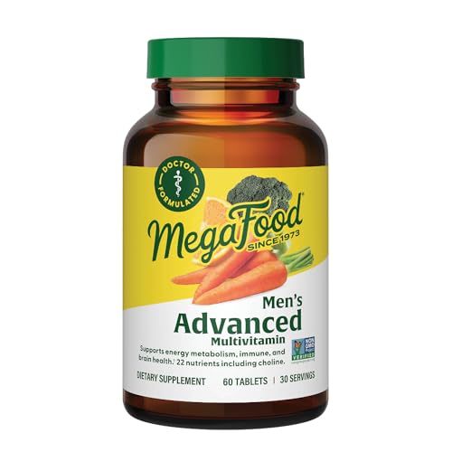 MegaFood Men's Multivitamin - With B vitamins for Cellular Energy Production & Choline to Support Cognitive Function - Non-GMO, Vegetarian & Made without Dairy and Soy - 60 Tabs (30 Servings)