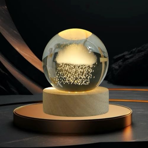 Defsedar 3D Galaxy Crystal Ball Night Light, LED Light Base, Starry Sky Projection, Kids Bedroom Decor, Gift for Boys & Girls, Dimmable & Touch Control, Safe & Energy-Efficient (Style 4)