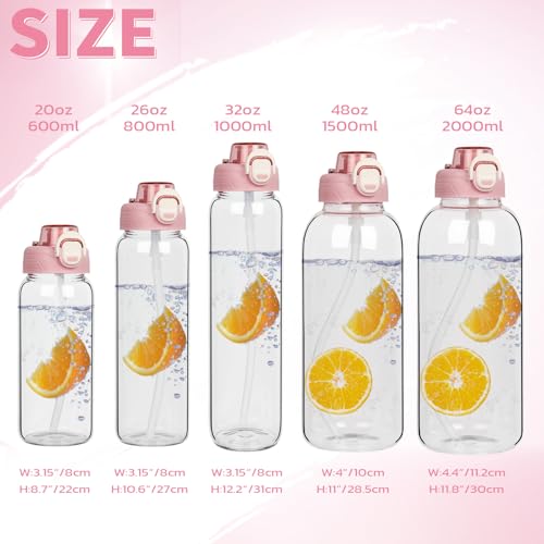DEARRAY 600ml Glass Kids Water Bottle with Straw & Neoprene Sleeve 0.6l BPA free School Glass Drinking Bottle Leakproof