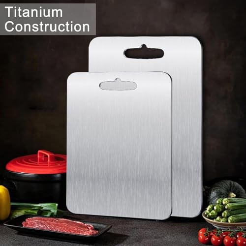 Joyzzz Kitchen Cutting Board, 30 X 20 Cm Stainless Steel Cutting Board, Can Be Hung Cutting Mat, Heavy Duty Non Slip Cutting Boards for Meat and Vegetables, Dishwasher Safe for Meat, Fruit, Vegatable