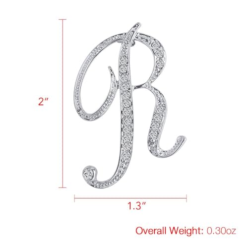 Langthering® Letter Brooch Pins Initial Rhinestone Brooch for Women Crafts Silvery A-Z Brooches for Women, Brooch Pins, Wedding Bridal Brooches