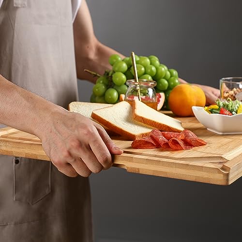 36 x 24 Extra Large Bamboo Cutting Board for Kitchen, Cutting Board Stove Top Cover with Handle, Butcher Block Chopping Board with Juice Groove, Large Charcuterie Board, Over the Sink Cutting Board