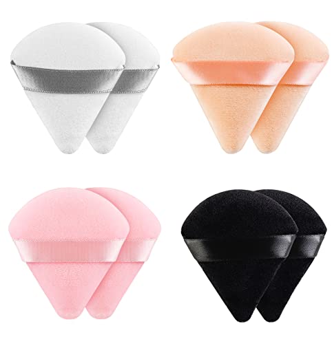 MMQ 8 Pieces Triangle Powder Puff Face Soft Triangle Makeup Puff Velour Cosmetic Foundation Blender Sponge Beauty Makeup Tools