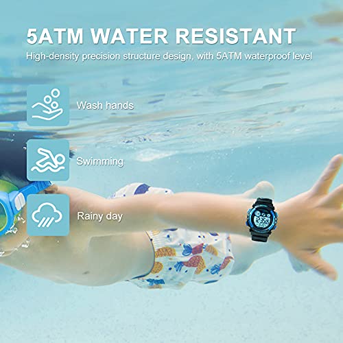 GOLDEN HOUR Watches for Kids Digital Sport Waterproof Boys Girls Watch Outdoor 12/24 H Alarm EL Backlight Stopwatch Military Child Wristwatch Ages 3-15
