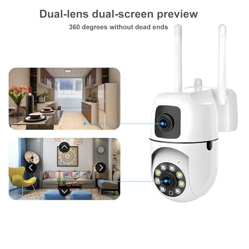RUBO Safe Live CameraDual-Lens Indoor Camera, 2MP 360° Dual Lens Smart Security Camera, WiFi Wireless Indoor Security CameraMotion Tracking, Dual-Screen Display/Audio, Phone Alerts