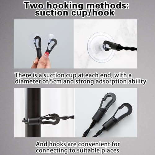 Bntyok Clothes Lines for Hanging Clothes Travel Clothes line Retractable Clothes line with Hooks and Suction Cups Camping Accessories Cruise for Indoor Home Camping