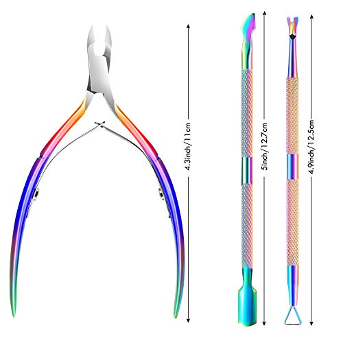 XUNXMAS Cuticle Trimmer with Cuticle Pusher, Cuticle Remover Cutter Nipper Scissor and Triangle Cuticle Nail Pusher Peeler Scraper, Durable Dead Skin Clipper Manicure Pedicure Tools