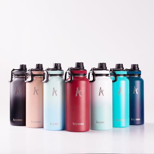 KRYMSO, 950ml Stainless Steel Water Bottle, Sports bottle with Straw, Spout Lid, Protective Boot, Insulated Water Bottle, Thermos Flask, Hot Water bottle for kids (Peach Pink, 950ml / 32oz)