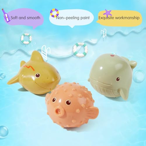 NALACAL 9PCS Baby Bath Toys for Babies and Toddlers,Ocean Sea Animal No Hole Bath Toys, Non Squirting Bath Toys for Tub, Safe Fun Infant Baby Bath Toys for 0 1 3 6 12 18 Months