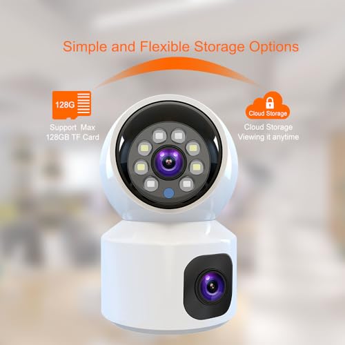 Rubo Safe Live Dual-Lens 4M WiFi Security Camera Indoor, 355° Views Pan/Tilt Home CCTV Camera with 2 Way Audio, One-Touch Calling, Smart Person Detection, 2.4G/5G Dual-Band WiFi,