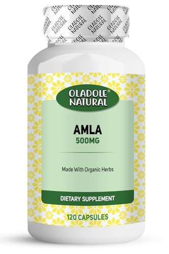 Oladole Natural Amla Extract- 500mg (120 Capsules) | High Vitamin C Powerful Antioxidant | For Hair, Skin & Immunity, Boost Energy, Metabolism, Promotes Hair Growth, Digestion | Non- GMO, Gluten Free