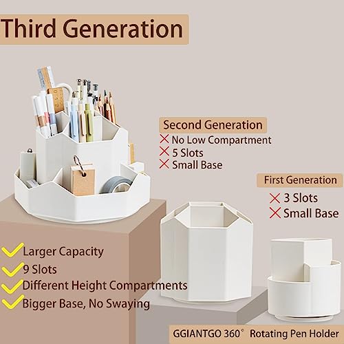 TERRIFI 9 Slots 360-Degree Rotating Multi-Functional Pen Holder, Pencil Pen Holder for Desk, Home Office Desktop Organizer, High capacity Pencil Cup Pot, Suitable for Office, School, Home, Art Supply