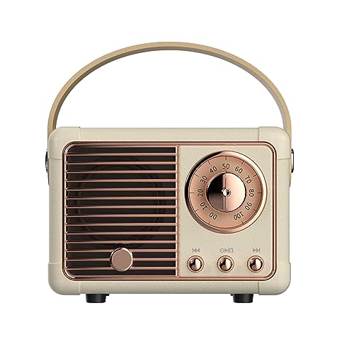 [Upgrade] Retro Bluetooth Speaker, Mini Wireless Bluetooth Speaker, Cute Old Fashion Vintage Decor Style for Kitchen Desk Bedroom Office Party Outdoor (Antique White)