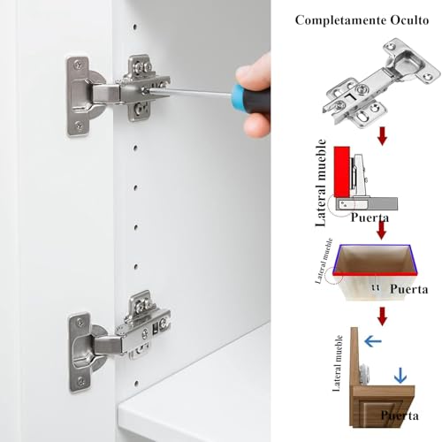 SOJITAS 8 Pcs Door Hinges for Kitchen, Bathroom and Cabinet Furniture Doors, Soft Close, Straight Cup 105°Opening, Full Overlay Cabinet Hinges, Removable and Adjustable with Screws