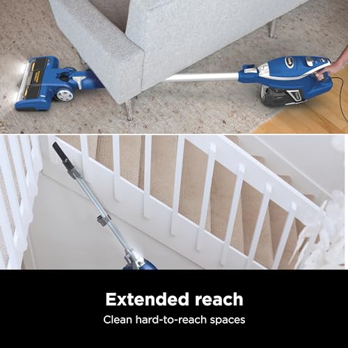 Shark HV343AMZ Rocket Corded Stick Vacuum with Self Cleaning Brushroll Perfect for Pet Hair Pickup, Converts to a Hand Vacuum, with Crevice & Upholstery Tools, Blue/Silver, 0.68 Dust Cup Capacity