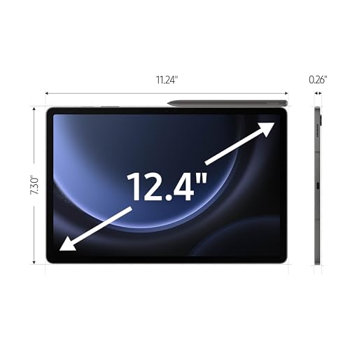 Samsung Galaxy Tab S9 FE Plus 12.4�?� 128GB Android Tablet, Long Battery Life, Powerful Processor, S Pen, 8MP Camera, Lightweight Durable Design, Expandable Storage, US Version, 2023, Gray