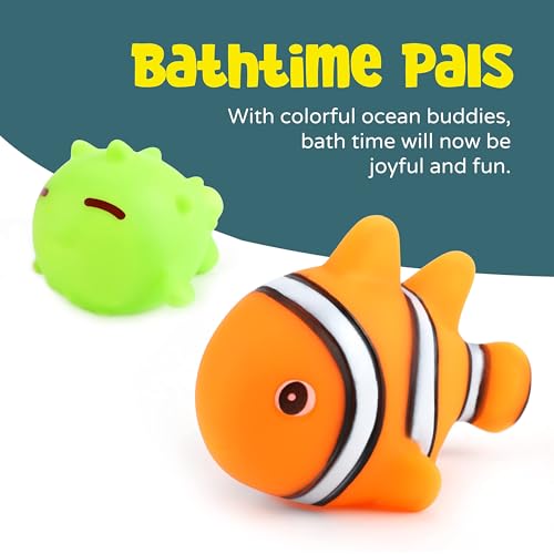 The Moon Brand Baby Sea Life Toys � 6Pcs Bath Fish Toys for Toddlers � Soft Baby Pool Accessories � Assorted Squeezable & Floating Aquatic Character Water Toys -Multi Color