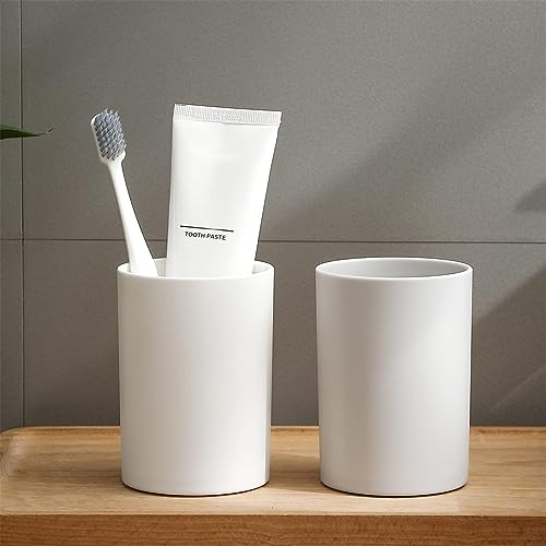 TERRIFI Bathroom Tumbler Cup Set, 10.5oz Reusable Unbreakable Toothbrush Cups, Easy to Clean Plastic Mouthwash Cups, Toothbrush Holder for Your Bathroom, 2PCS
