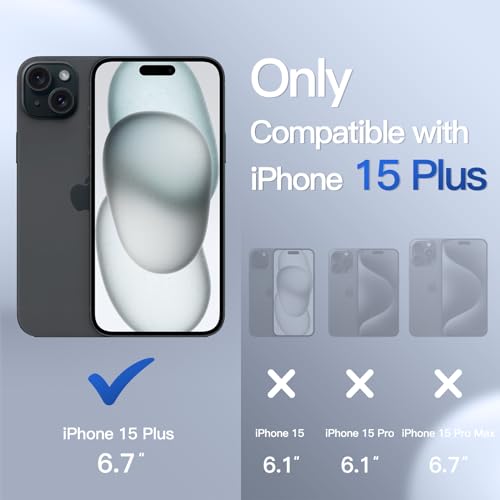 JETech Matte Case for iPhone 15 Plus 6.7-Inch, Shockproof Military Grade Drop Protection, Frosted Translucent Back Phone Cover, Anti-Fingerprint (Black)