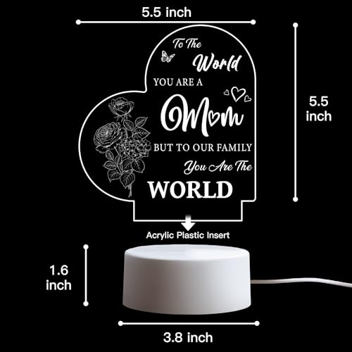 YHCG Mum Birthday Gifts, Gifts for Mum Engraved Night Light, Birthday Gifts for Mum with Touching Words, Mum Gifts from Daughter Son, Idea Gifts for Mum, Presents for Mum