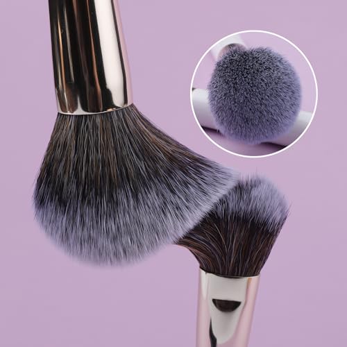 MAK Shiny Makeup Brushes 24 Pcs Set with Leather Case, Multi Use with Natural and Synthetic Hair (24 Pcs + Large Leather Case Holder)