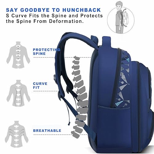 Exclusive School Bag for Boys, Large Capacity, Waterproof Kids Backpack with Ergonomic Design. Fits Textbooks, Lunch Box, and Snacks. Ideal for Grades 1-3.
