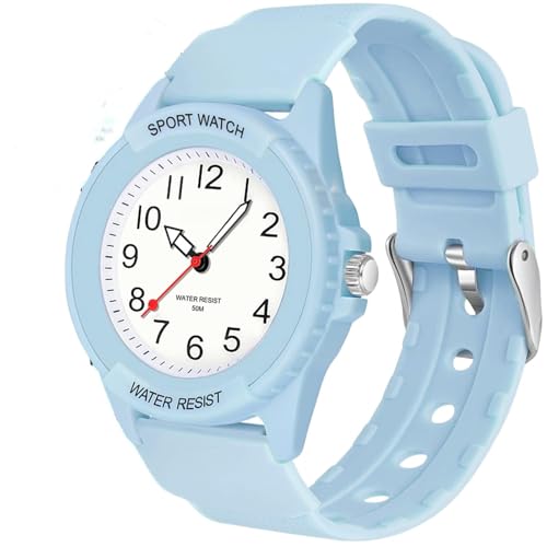 Khazna Kids Analog Watch for Boys Girls, Waterproof Time Teaching Watch, Easy to Read and Learning Time for Children 6-18