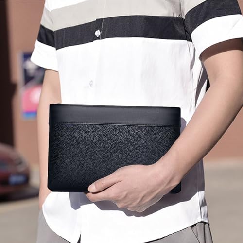Eshow Mens Wristlet Bag Clutch Purse Synthetic Leather Bags with Wrist Strap Zip Closure 7.9 Inch