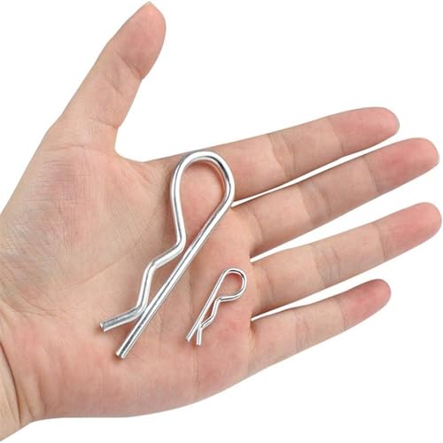 THE WHITE SHOP 180Pcs Cotter Pins Assortment Kit,Hair Pin R Clips,Heavy Duty R Clips Retaining Pins,Stainless Steel Locking Cotter Hitch Pins for Trucks Tow Bar Tractors Mower Carts.