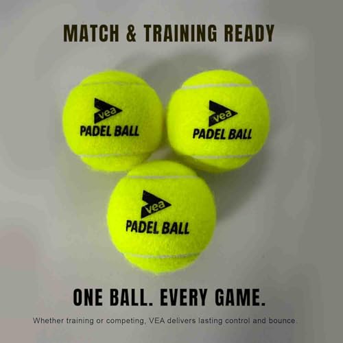 VEA Match Balls for Padel ??Pressurized, Durable Felt ??Long-Lasting Bounce ??Pack of 3 Ball - 1 Tube for Training and Match Use