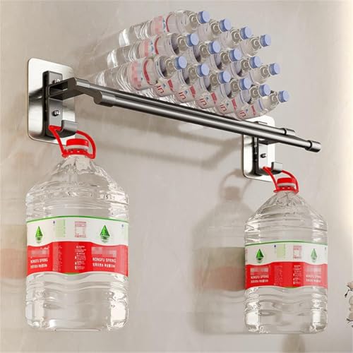 TERRIFI 60cm Towel Rail - Self Adhesive Towel Bar, Anti-Rust Aluminium Rack Holder, No Drilling 2 Tier Double Rod Towel Shelf Storage with 2 Hooks, Wall Mounted for Bathroom, Kitchen, Shower