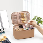 OCHEAL Makeup Bag, Portable Cosmetic Bag, Large Capacity Travel Makeup Case Organizer, Black Makeup Bags For Women Toiletry Bag for Girls Traveling With Handle and Divider