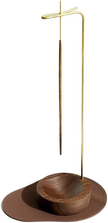 Incense Holder, Multi-Purpose Design Wooden Incense Burner ash Catcher with Brass Incense Stick Holder for Home Decor Yoga Spa Madiation (Walnut Wood)