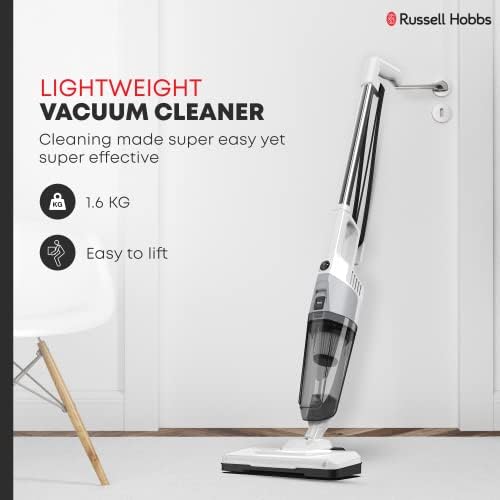 Russell Hobbs 3-in-1 Handheld Corded Vacuum Cleaner with 0.6L Capacity and 600W, 7M Cord length, HEPA filter, Ultra-Quiet, Effortless & Efficient Cleaning ,K-22A102W (White),1-Year Warranty