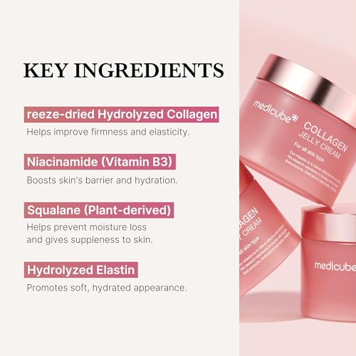 medicube Collagen Jelly Cream- Niacinamide & Freeze-Dried Hydrolyzed Collagen - Boosts skin's barrier hydration and gives 24h Glow & Lifted Look - No artificial color, Korean skincare (3.71 fl.oz.)