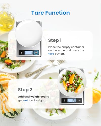 RENPHO Smart Food Scale, Digital Kitchen Scale for Food Ounces and Grams, Coffee Weight Scale with Nutritional Calculator APP for Keto, Macro, Calorie, Weight Loss, Precise Graduation, Stainless Steel