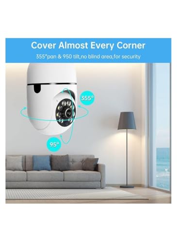 Smart 360° Light Bulb Security Camera – 1080p HD, Dual-Band WiFi, Motion Alerts – Indoor/Outdoor Use
