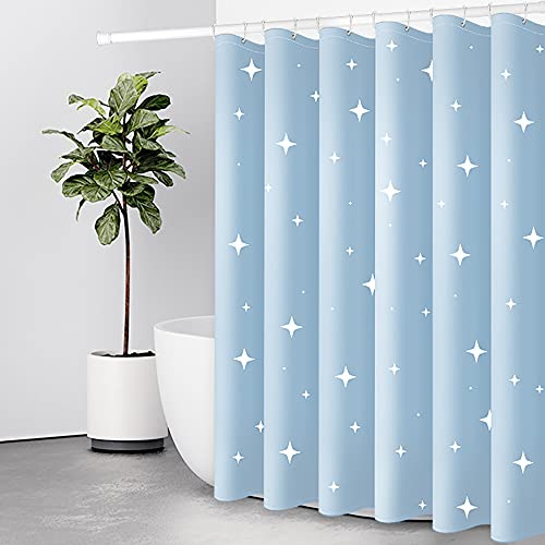 通用 Blue Shower Curtain Extra Long 240/220 Drop Bathroom Curtains with Weighted Hem - 100% Polyester Fabric Wet Room Curtains Mildew Resistant (180 * 180 cm)
