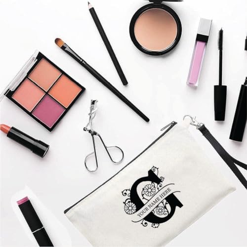 PRINTSHOP4ME Personalized Makeup Bag - Initial Monogram Cosmetic Pouch - Customizable Your Name - Monogrammed Makeup Pouch - Perfect for Travel Organizer - Cosmetic Bag for Women (N)