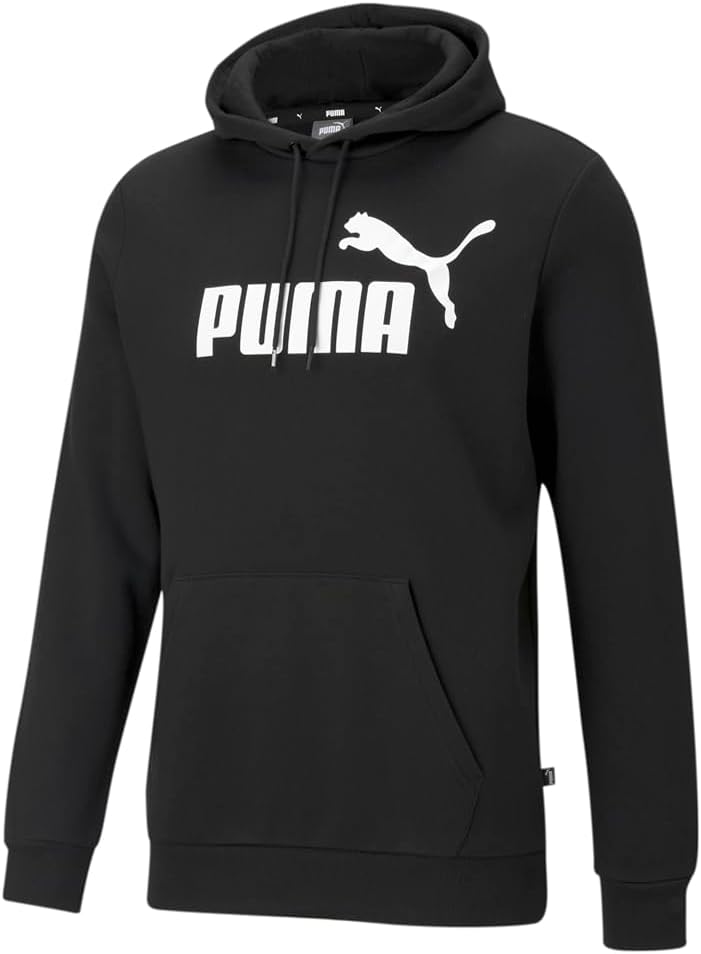 mens Essentials Logo Fleece Hoodie (Available in Big & Tall) Hooded Sweatshirt - Cotton Black