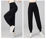 é€šç”¨ Women Casual Loose Pants Elastic Soft Odell Cotton Beach Pants Plus Size Dance Yoga Harem Pants (Black, 3XL)