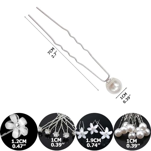KOWVOWZ 20Pcs Pearl Hair Pins Bridal Hair Pins Wedding Hair Pins Flower Hair Pins for Women Wedding Bridesmaid Hair Accessories for Women Girls Wedding Ball