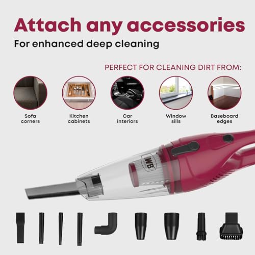 WB West Bayou 2-in-1 Handheld Stick Vacuum Cleaner - Lightweight, Powerful 600W Motor, 17000Pa Suction, 5M Long Cord, 0.8L Large Capacity, Central Filtration System for Home, Car, Kitchen