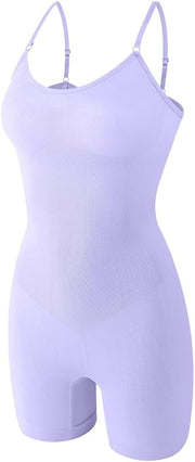 Body Shaper for Women Full Body Shaper, Thigh Slimmer, Hip Up, Waist Compression, Shoulder Adjustable Straps - Light Purple