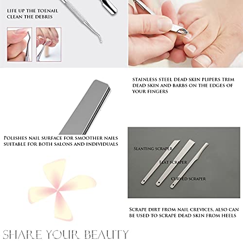 MINKINH Professional Pedicure Kit, 26 in 1 Stainless Steel Foot Care Tools With Foot File and Callus Remover for Men Women Travel