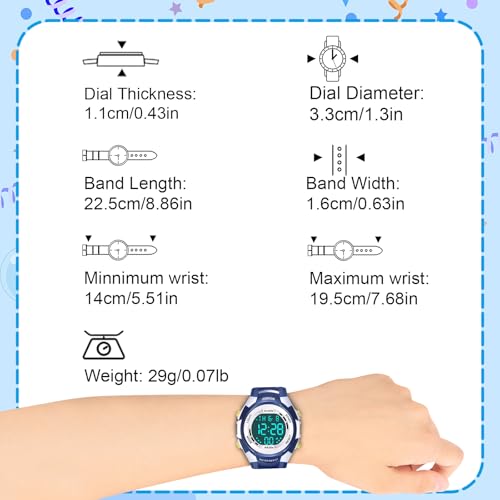 Juboos 7 Colors Kids Boys Girls Analog Quartz Watch with Rubber Watch Waterproof Black