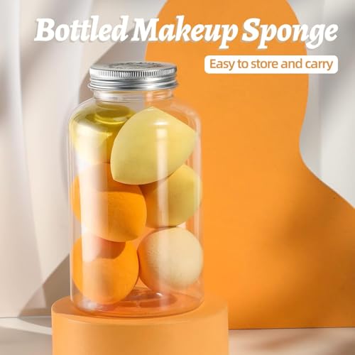 SATTAR Makeup Sponge Set BS-MALL Blender Sponges 7 Pcs for Liquid, Cream, and Powder, Multi-colored with 1 Mini Makeup Sponge Pink (Yellow)