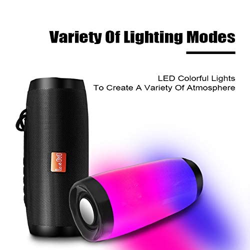 M&J Portable Wireless Bluetooth Speaker, Hi-Fi Stereo Speaker with Colorful LED Lights Built-in Mic, aUX, TF, FM Radio, Hands Free Support for iPhone, Samsung, android Smartphone, iPad, Laptop