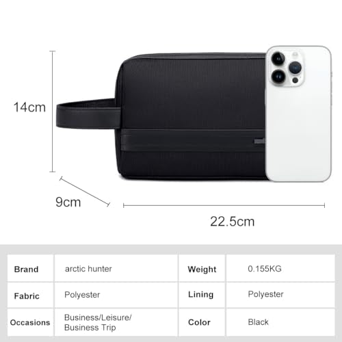 ah arctic hunter Men's Handbag Clutch Bag,Stylish and Durable Men's Carry-all Bag, Pouch Bag with Multiple Pockets Daily Use for Men